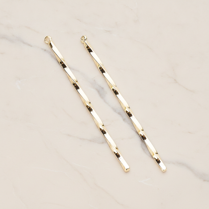 62mm Simple Twisted Vertical Bar Pendant, 2 Pc on warm marble background (PD.1433-02)
