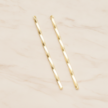 62mm Simple Twisted Vertical Bar Pendant, 2 Pc on warm marble background (PD.1433-02)