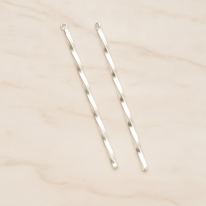 62mm Simple Twisted Vertical Bar Pendant, 2 Pc on warm marble background (PD.1433-02)