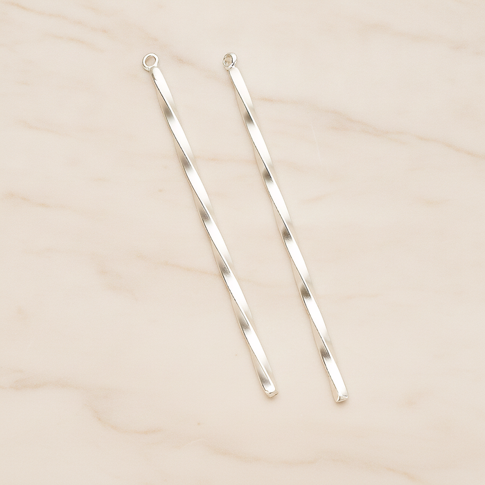 62mm Simple Twisted Vertical Bar Pendant, 2 Pc on warm marble background (PD.1433-02)