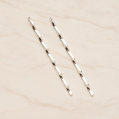 62mm Simple Twisted Vertical Bar Pendant, 2 Pc on warm marble background (PD.1433-02)