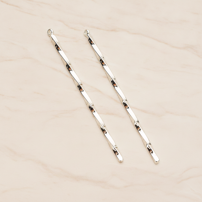 62mm Simple Twisted Vertical Bar Pendant, 2 Pc on warm marble background (PD.1433-02)