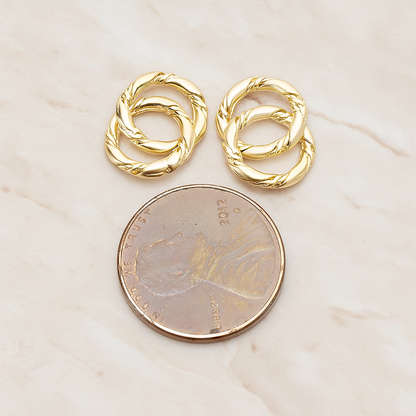 Rope Textured Double O Link Connector Pendant, 2 Pc on warm marble background (PD.1435)