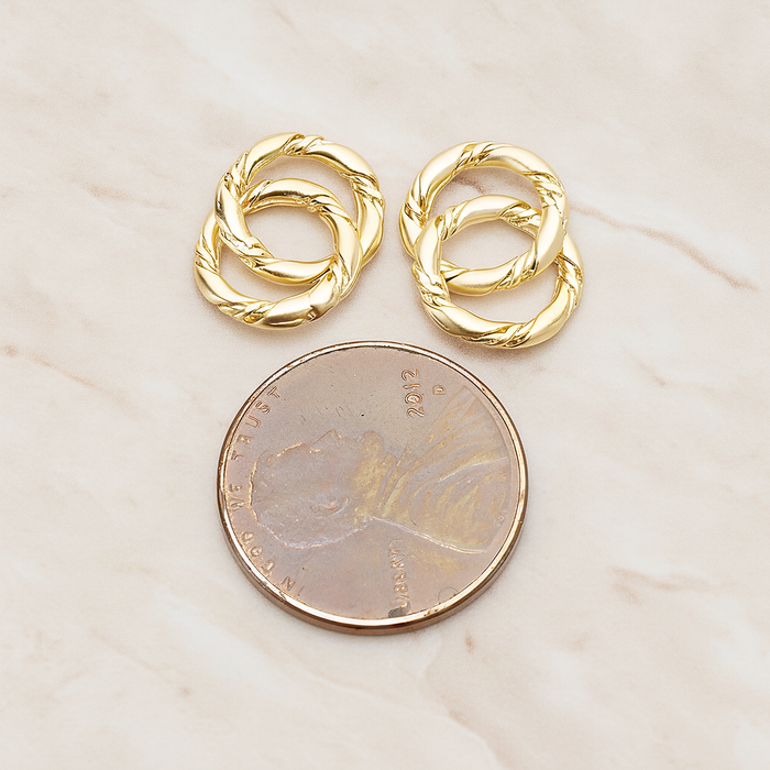 Rope Textured Double O Link Connector Pendant, 2 Pc on warm marble background (PD.1435)