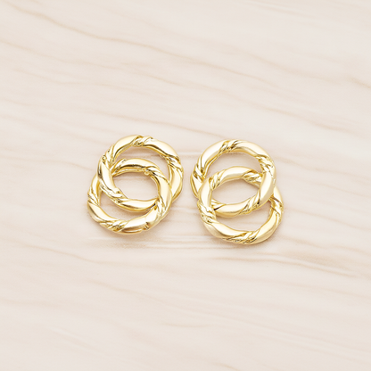 Rope Textured Double O Link Connector Pendant, 2 Pc on warm marble background (PD.1435)