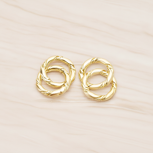 Rope Textured Double O Link Connector Pendant, 2 Pc on warm marble background (PD.1435)