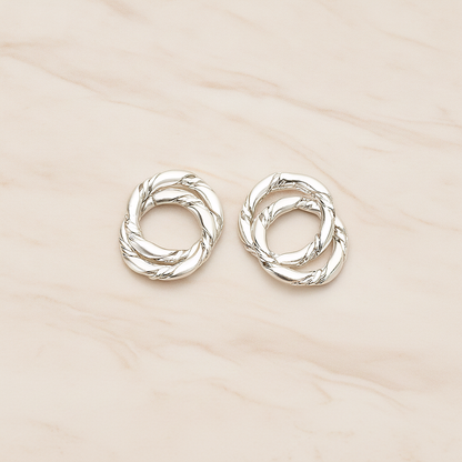 Rope Textured Double O Link Connector Pendant, 2 Pc on warm marble background (PD.1435)