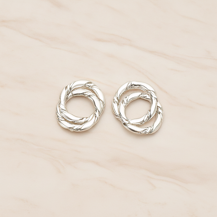 Rope Textured Double O Link Connector Pendant, 2 Pc on warm marble background (PD.1435)