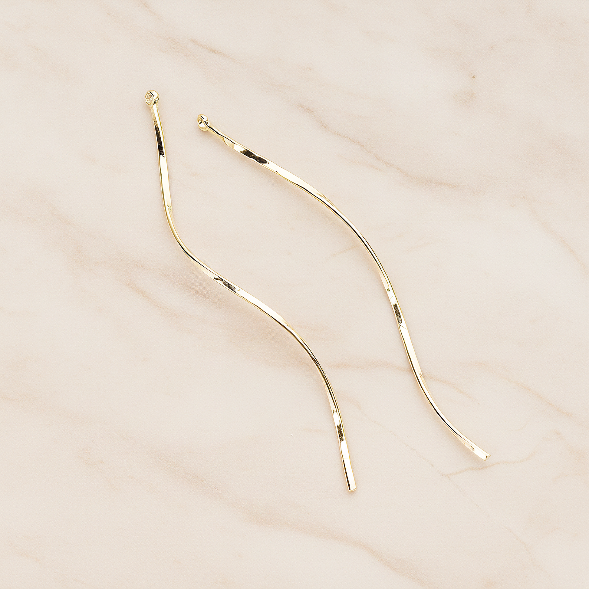 Thin Curvy Twisted Bar Pendant, 2 Pc on warm marble background (PD.1444)