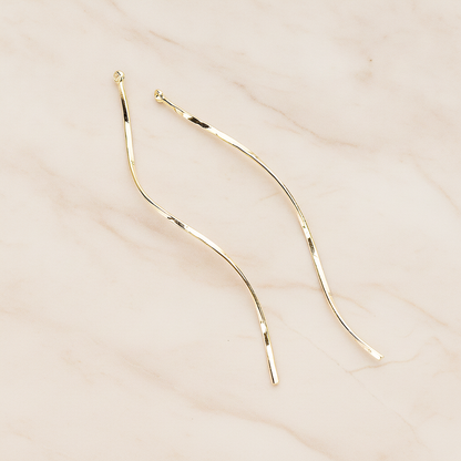 Thin Curvy Twisted Bar Pendant, 2 Pc on warm marble background (PD.1444)