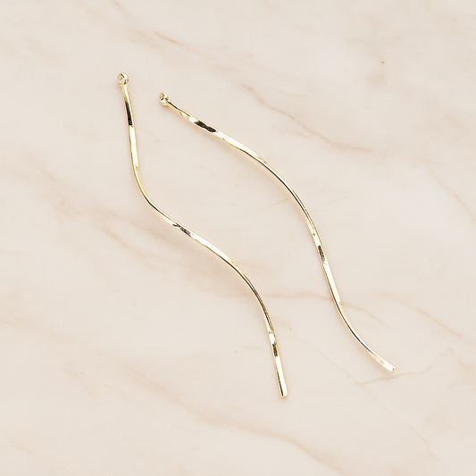Thin Curvy Twisted Bar Pendant, 2 Pc on warm marble background (PD.1444)