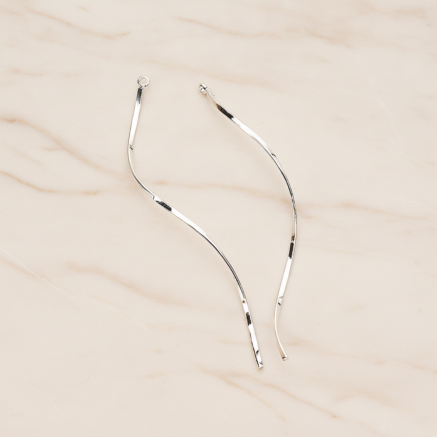 Thin Curvy Twisted Bar Pendant, 2 Pc on warm marble background (PD.1444)