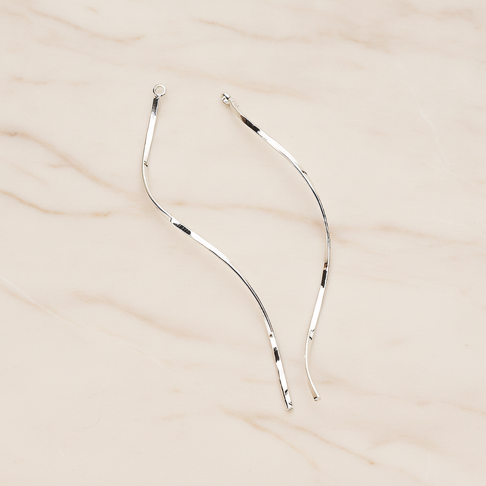 Thin Curvy Twisted Bar Pendant, 2 Pc on warm marble background (PD.1444)