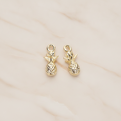 3D Realistic Baby Pineapple Charm Pendant, 2 Pc on warm marble background (PD.1461)