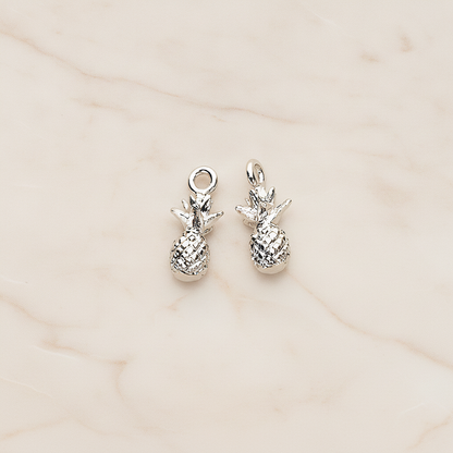 3D Realistic Baby Pineapple Charm Pendant, 2 Pc on warm marble background (PD.1461)