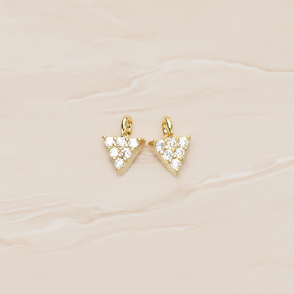Multi Cubic Zirconia CZ Mini Triangle Charm Pendant, 2 Pc on warm marble background (PD.1478)