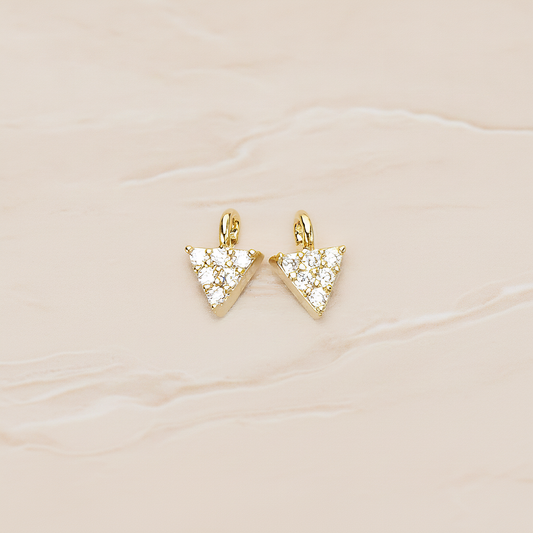 Multi Cubic Zirconia CZ Mini Triangle Charm Pendant, 2 Pc on warm marble background (PD.1478)