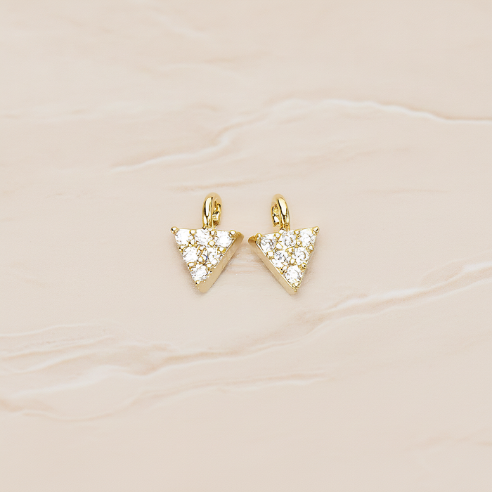 Multi Cubic Zirconia CZ Mini Triangle Charm Pendant, 2 Pc on warm marble background (PD.1478)