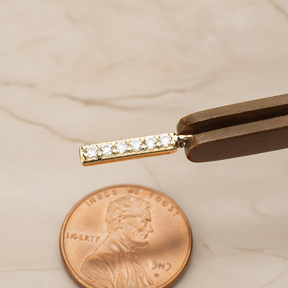 Multi Cubic Zirconia CZ Mini Rectangle Bar Charm Pendant, 2 Pc on warm marble background (PD.1479)
