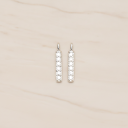 Multi Cubic Zirconia CZ Mini Rectangle Bar Charm Pendant, 2 Pc on warm marble background (PD.1479)