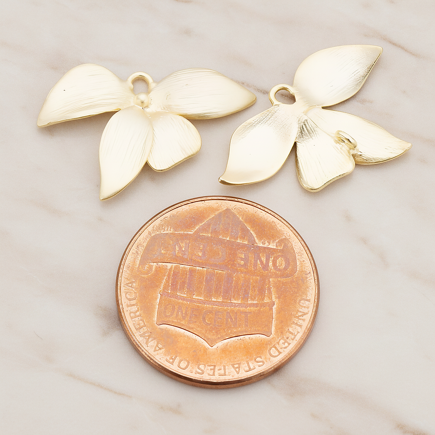 LARGE Piece Quadruple Flower Pendant, 2 Pc on warm marble background (PD.148-01)