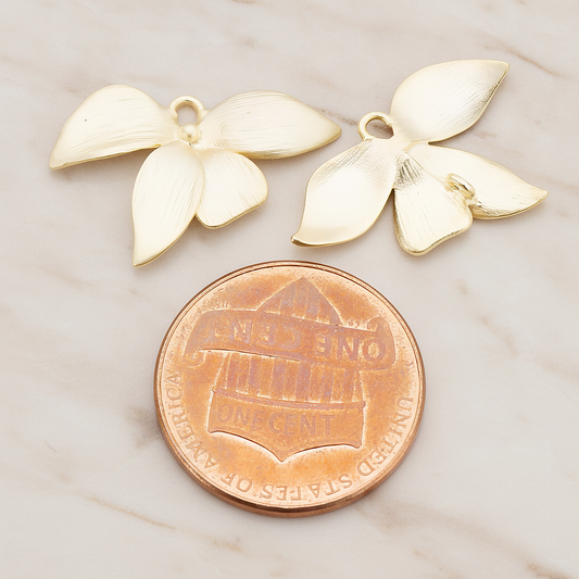 LARGE Piece Quadruple Flower Pendant, 2 Pc on warm marble background (PD.148-01)