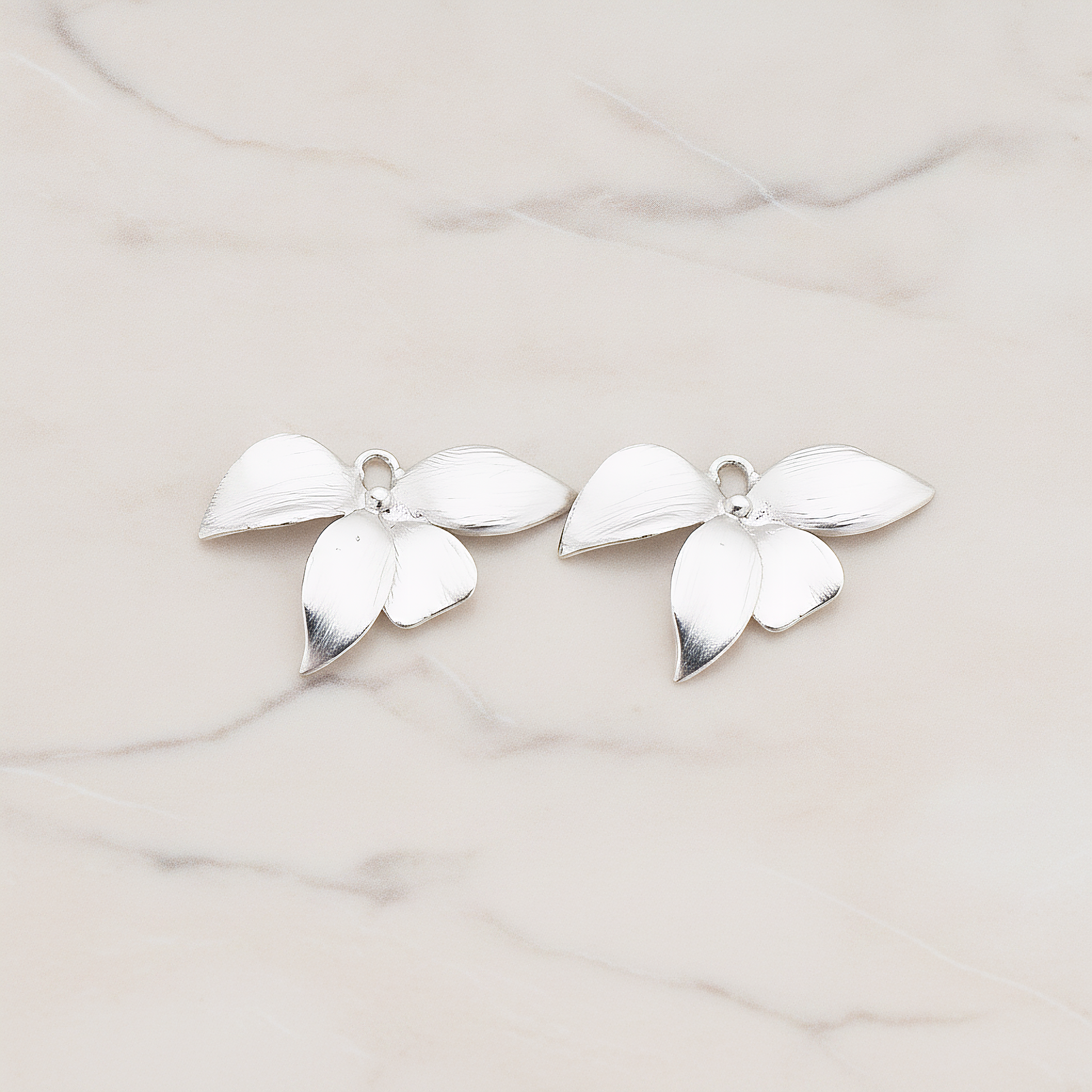 LARGE Piece Quadruple Flower Pendant, 2 Pc on warm marble background (PD.148-01)