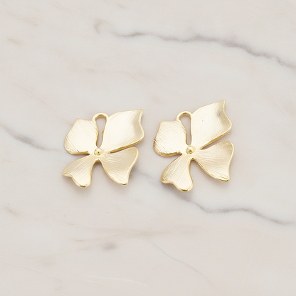 MEDIUM Piece Quadruple Flower Pendant, 2 Pc on warm marble background (PD.148-02)