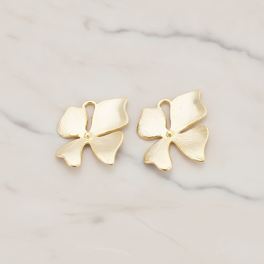 MEDIUM Piece Quadruple Flower Pendant, 2 Pc on warm marble background (PD.148-02)