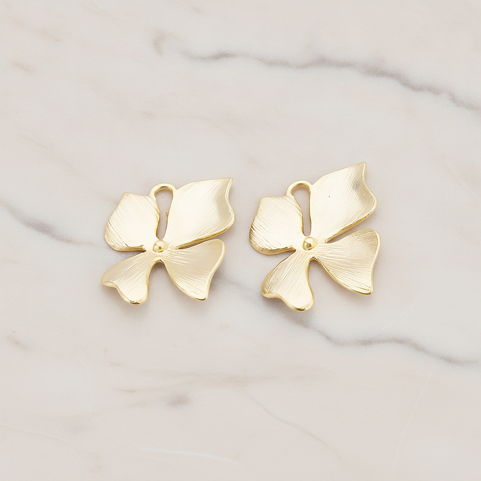 MEDIUM Piece Quadruple Flower Pendant, 2 Pc on warm marble background (PD.148-02)