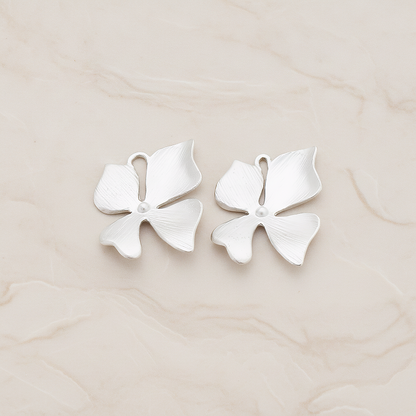MEDIUM Piece Quadruple Flower Pendant, 2 Pc on warm marble background (PD.148-02)