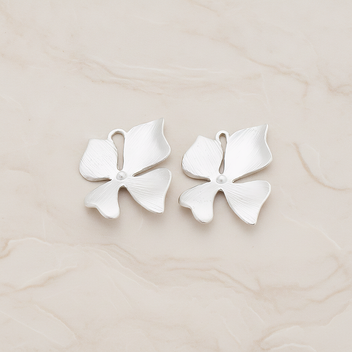 MEDIUM Piece Quadruple Flower Pendant, 2 Pc on warm marble background (PD.148-02)