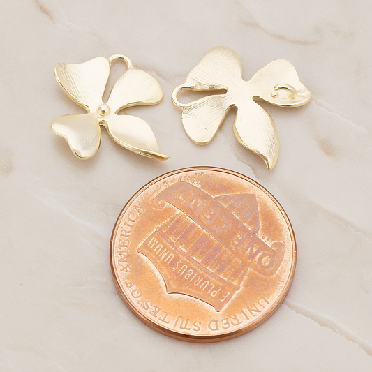 SMALL Piece Quadruple Flower Pendant, 2 Pc on warm marble background (PD.148-03)