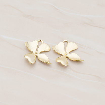 SMALL Piece Quadruple Flower Pendant, 2 Pc on warm marble background (PD.148-03)