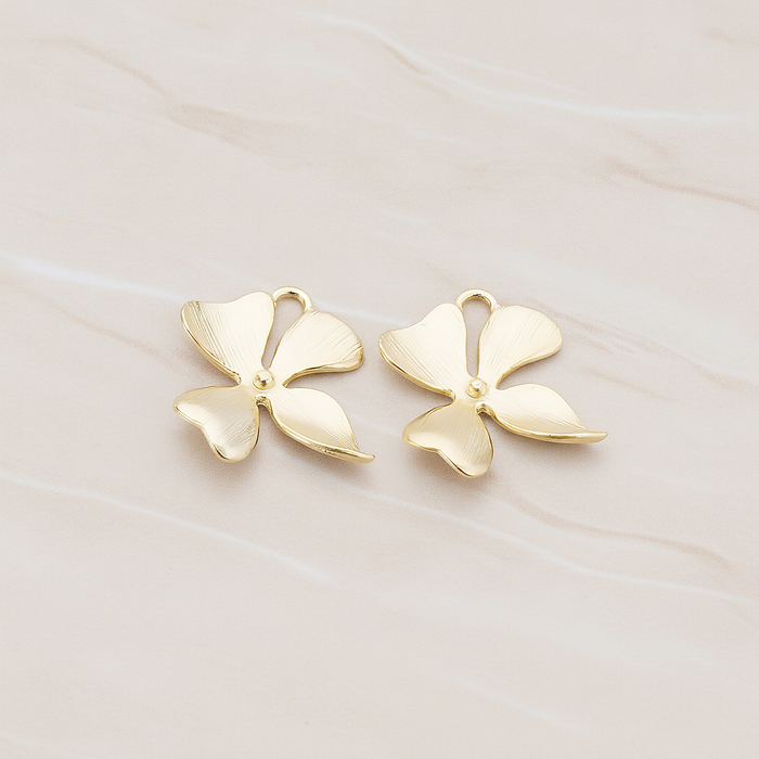 SMALL Piece Quadruple Flower Pendant, 2 Pc on warm marble background (PD.148-03)