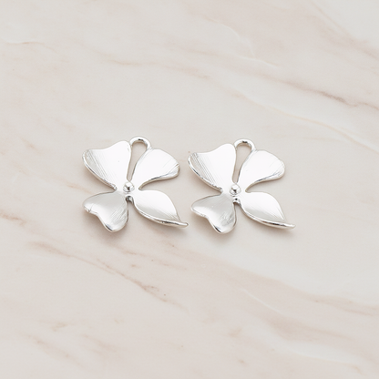 SMALL Piece Quadruple Flower Pendant, 2 Pc on warm marble background (PD.148-03)