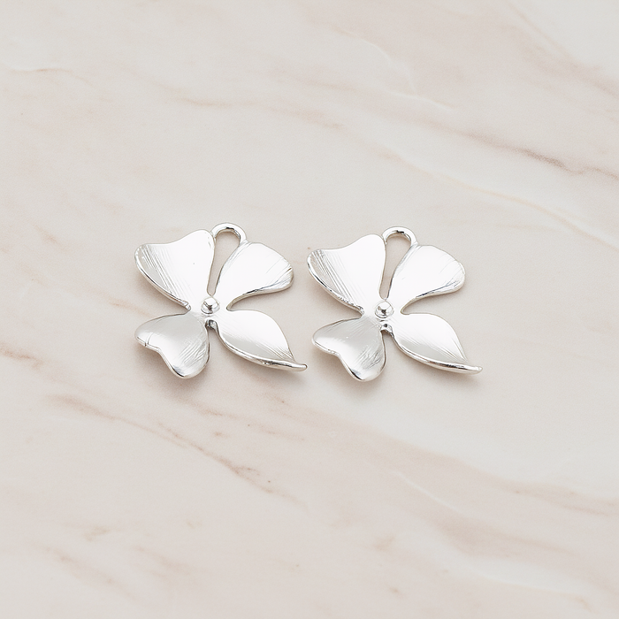 SMALL Piece Quadruple Flower Pendant, 2 Pc on warm marble background (PD.148-03)