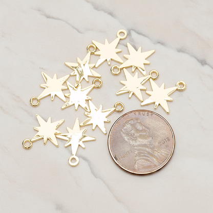 Simple Bright Shinny Star Charm Pendant, 2 Pc on warm marble background (PD.1480)