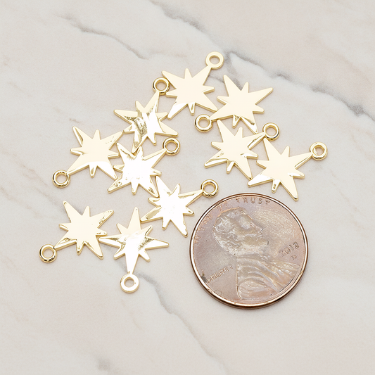 Simple Bright Shinny Star Charm Pendant, 2 Pc on warm marble background (PD.1480)