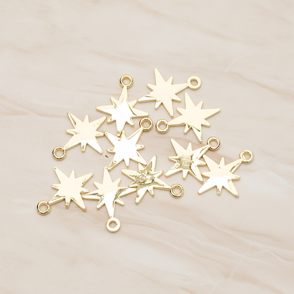 Simple Bright Shinny Star Charm Pendant, 2 Pc on warm marble background (PD.1480)
