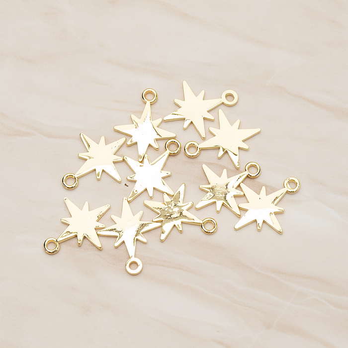 Simple Bright Shinny Star Charm Pendant, 2 Pc on warm marble background (PD.1480)