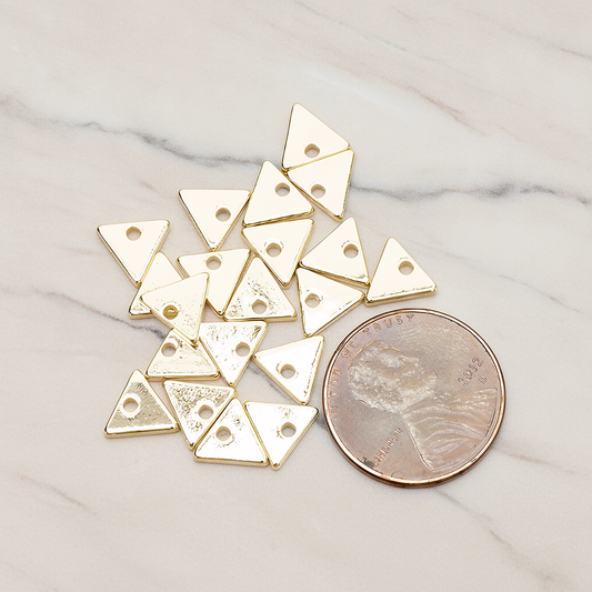 Simple Geometric 7 Mm Triangle Charm Pendant, 4 Pc on warm marble background (PD.1485)