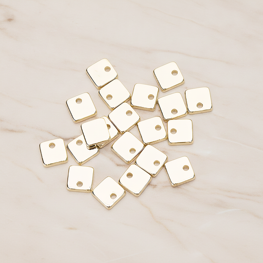 Simple Geometric 6 Mm Square Charm Pendant, 4 Pc on warm marble background (PD.1486)