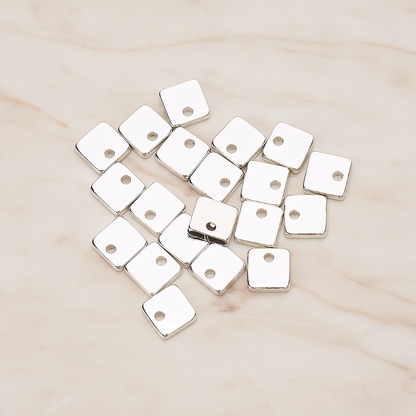 Simple Geometric 6 Mm Square Charm Pendant, 4 Pc on warm marble background (PD.1486)