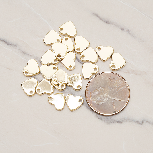 Simple Flat Heart Charm Pendant, 4 Pc on warm marble background (PD.1487)