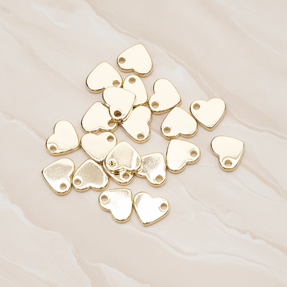 Simple Flat Heart Charm Pendant, 4 Pc on warm marble background (PD.1487)
