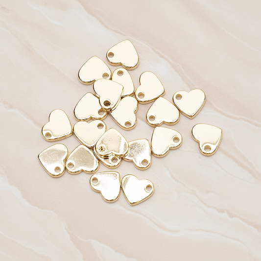 Simple Flat Heart Charm Pendant, 4 Pc on warm marble background (PD.1487)