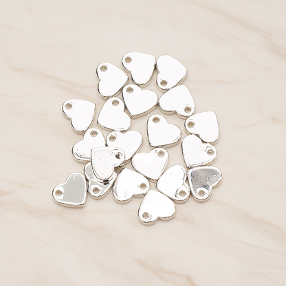 Simple Flat Heart Charm Pendant, 4 Pc on warm marble background (PD.1487)