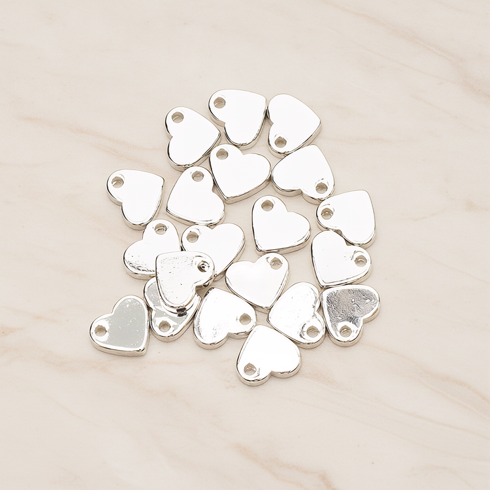 Simple Flat Heart Charm Pendant, 4 Pc on warm marble background (PD.1487)