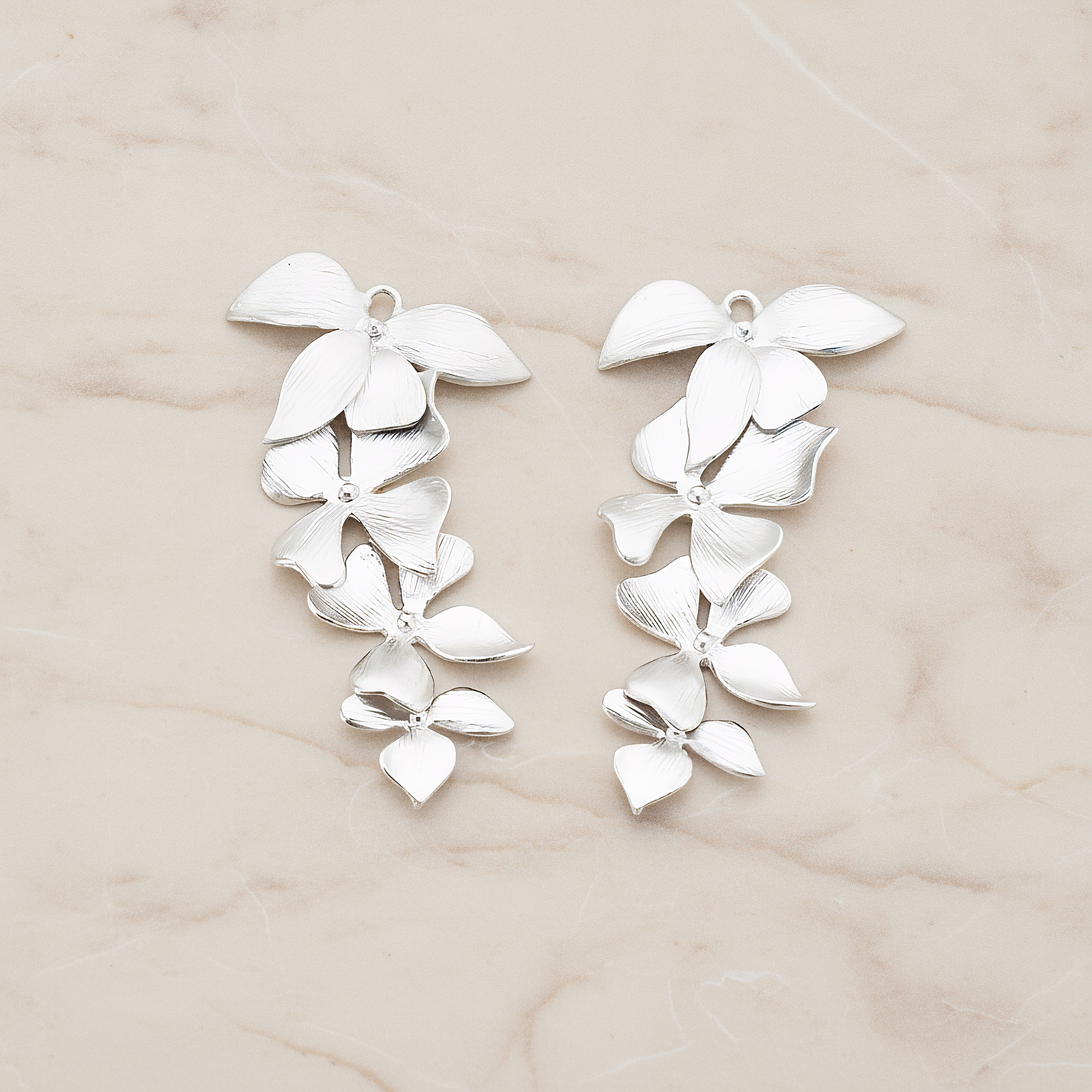 Quadruple Flower Pendant, 2 Pc on warm marble background (PD.148)